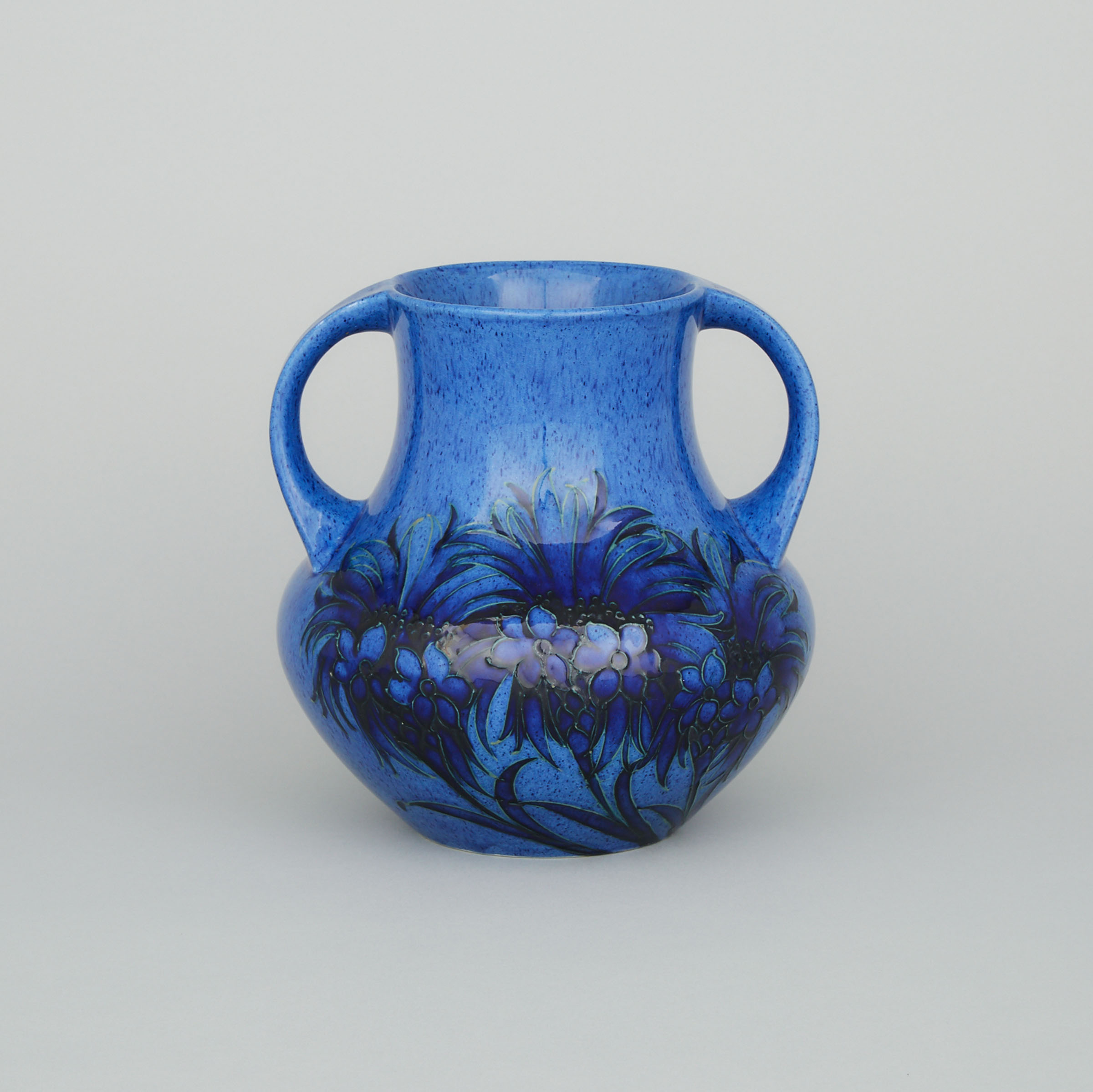 Moorcroft Two-Handled Powder Blue Cornflower Vase, c.1925